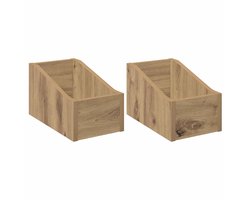 vidaXL - LP - Recorddoos - 2 - st - Artisanaal - eiken - 18 - x - 32 - x - 18 - cm