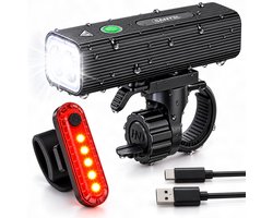 Santel - Fietsverlichting Set LED - Fietslampjes Voorlicht & Achterlicht - Fietslamp USB Oplaadbaar - Waterdicht Fietslicht