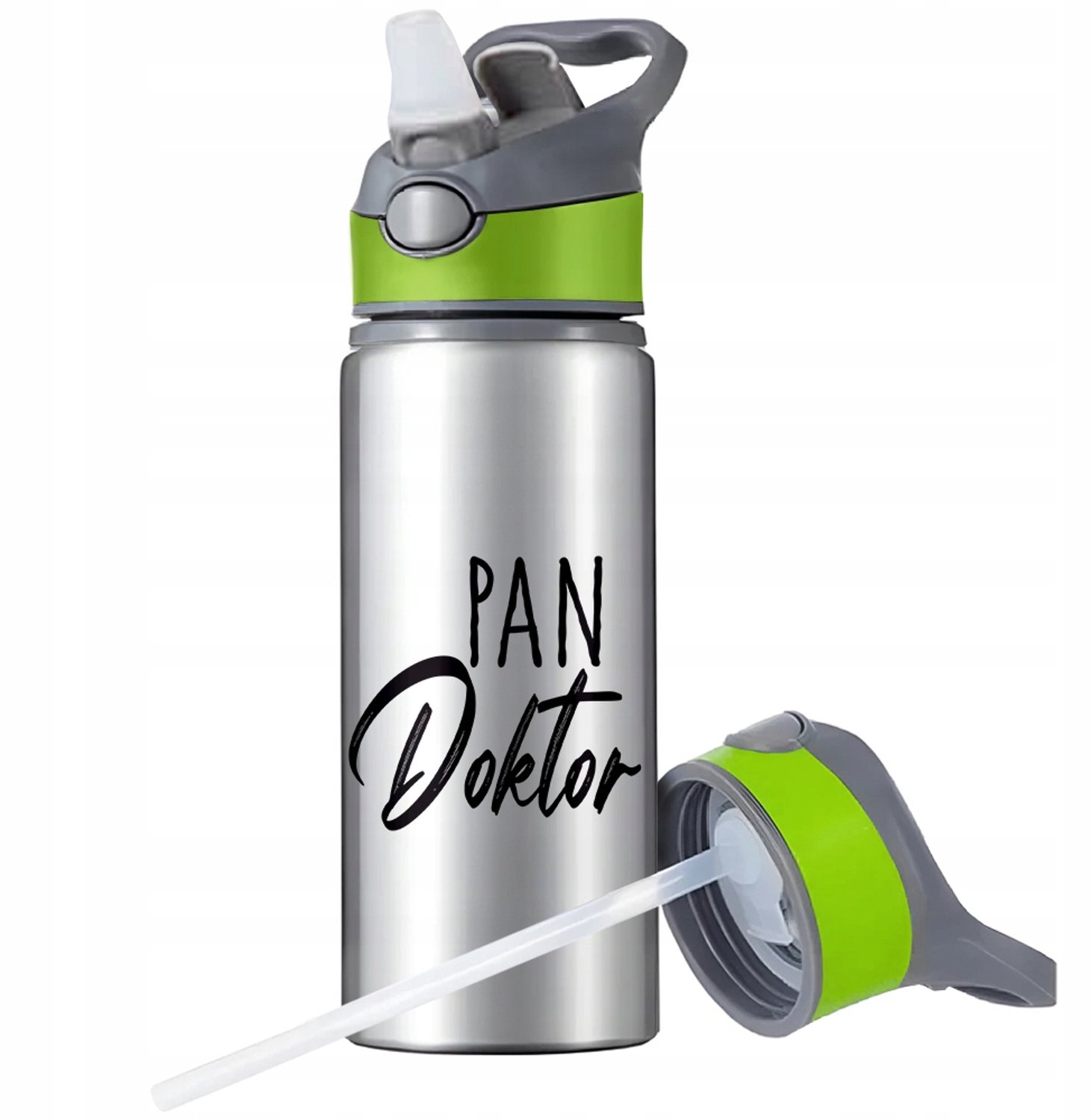 Sport Bidon 650ml Aluminium met Rietje en Handvat