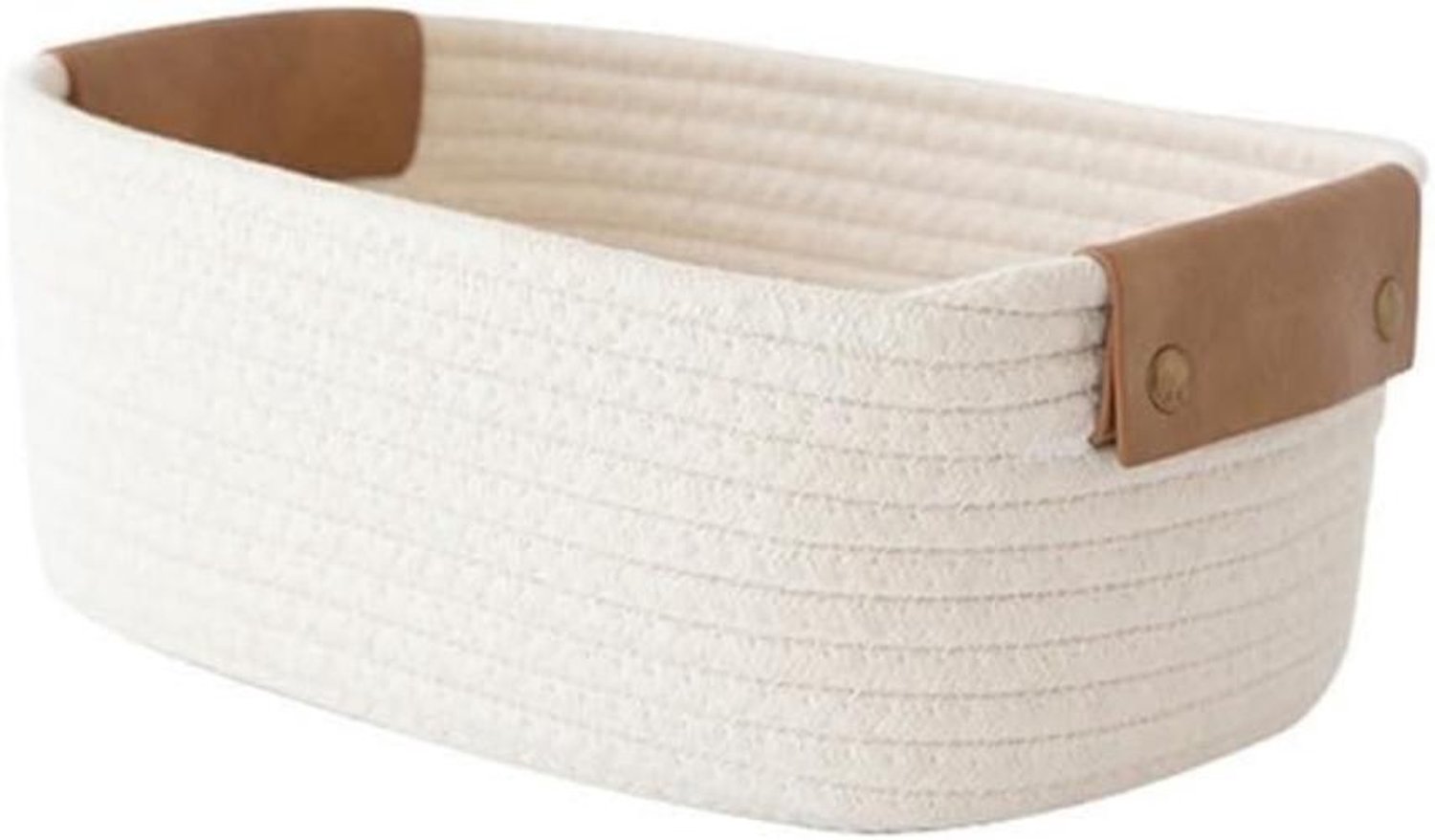 Draagbare mand van katoenen touw met handgrepen (wit)