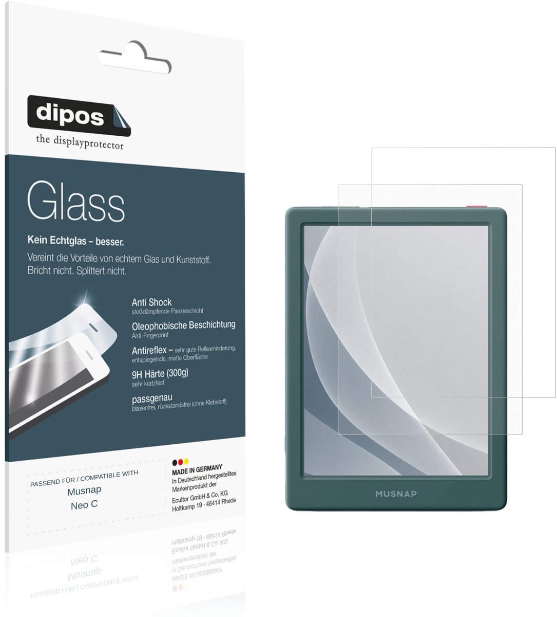 dipos – 2x Matte Pantserfolie geschikt voor Musnap Neo C | 9H Screenprotector