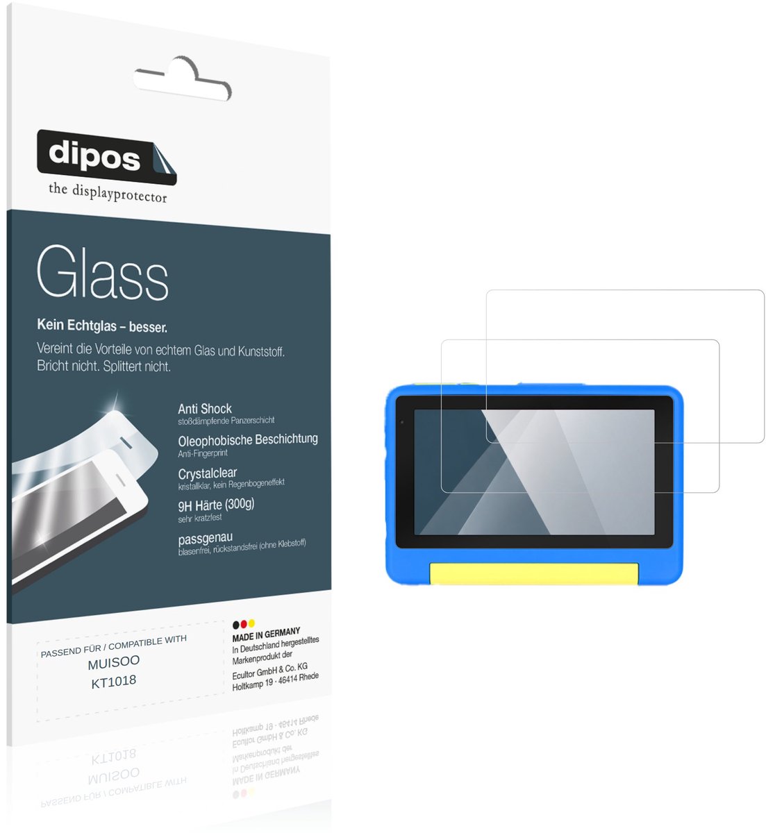 dipos – 2x Pantserfolie geschikt voor MUISOO KT1018 | 9H Screenprotector