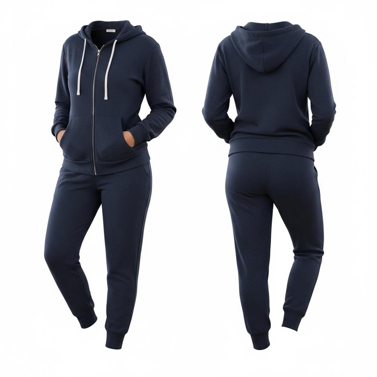 Dames Warm Gevoerde Huispak / Vrijetijdspak met Capuchon -F2201- M/L (38-40) DONKERBLAUW