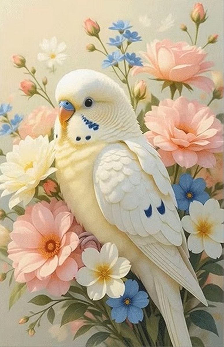 40x30cm Diamond Painting vogel pastel kleuren nr 692