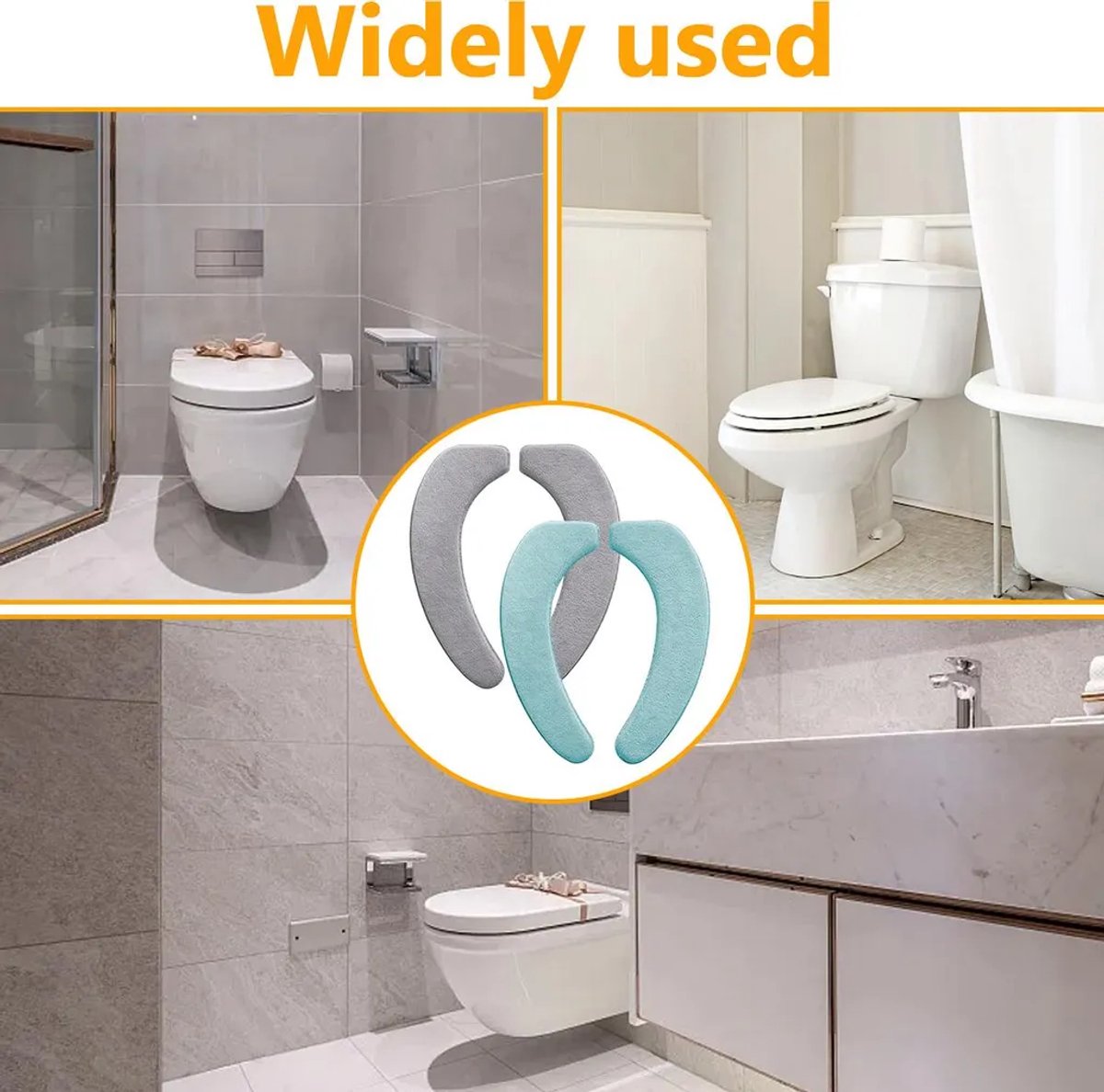 Zachte en dikke flanellen toiletbrilhoezen, set van twee, antislip en warm, gemaakt van traagschuim, comfortabel en ademend.