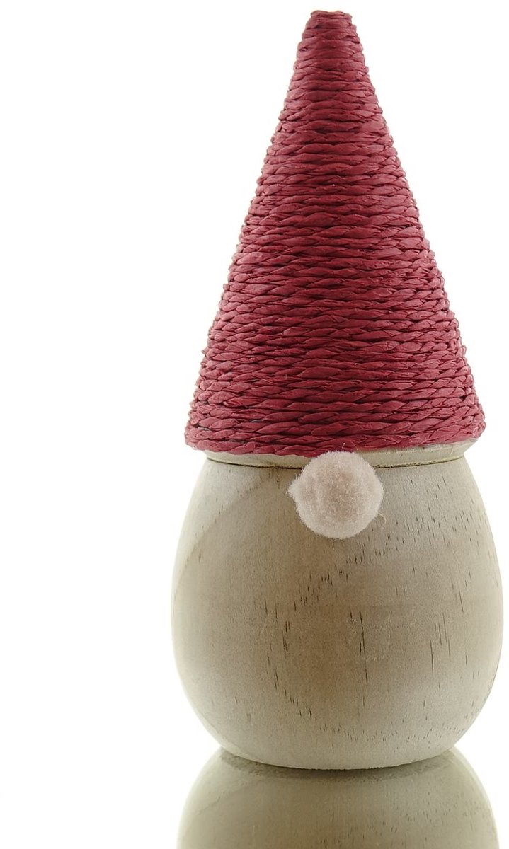 Scheulen kerst kabouter naturel/rood koordmuts 12 cm - hout