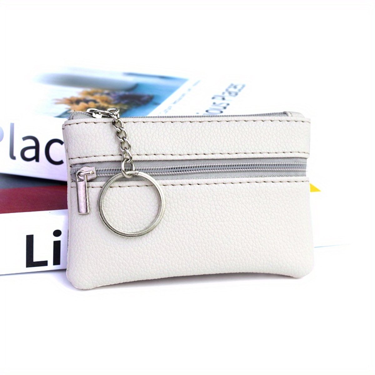 Currero Portomonee - Portemonnee Dames & Heren - RFID Anti Skim - Pasjeshouder - Klein Model - Met Rits - Kunstleer - Beige