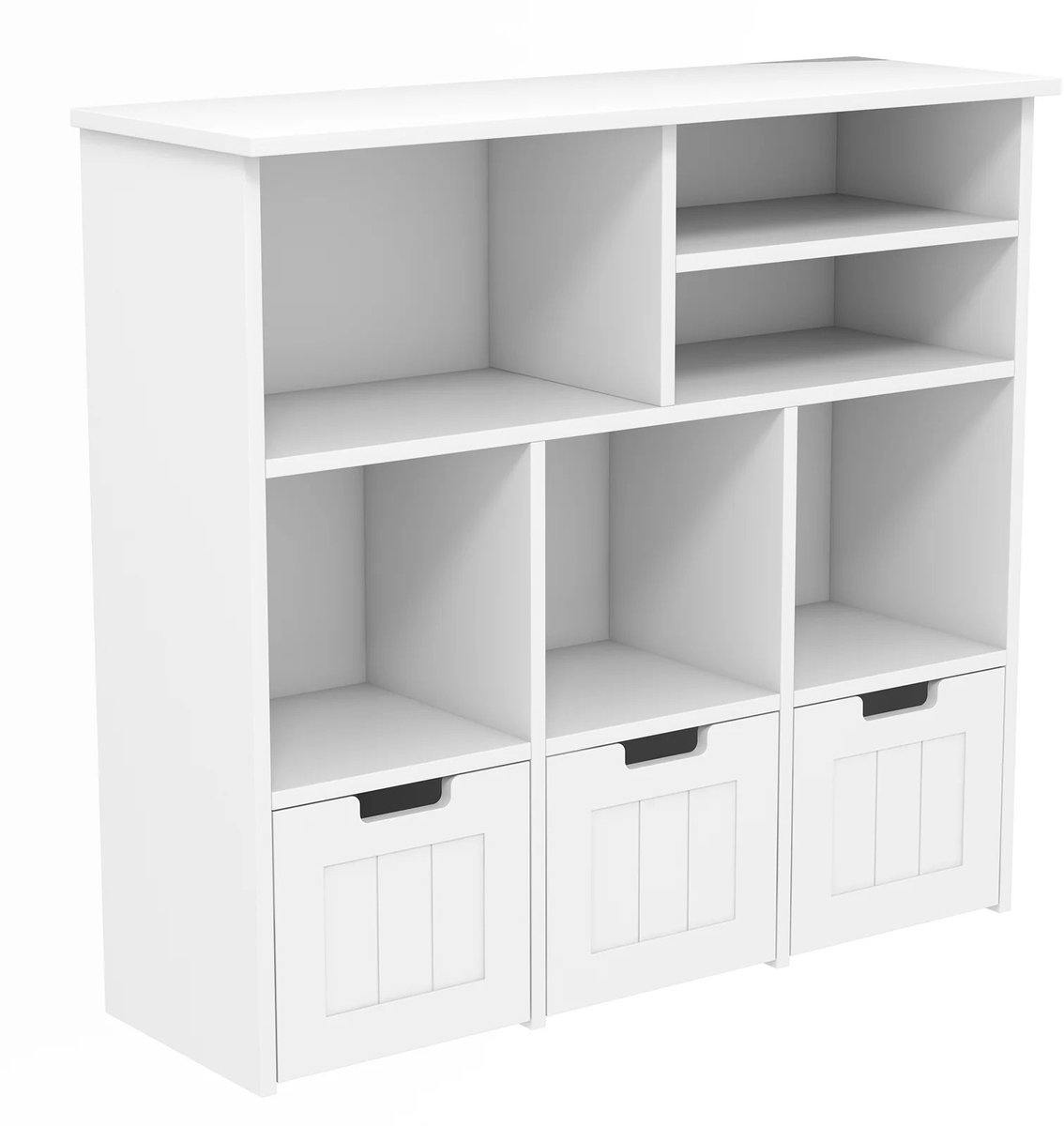 Gudalio Kast - Opbergkast - Wandkast - 3 Verplaatsbare lades op wielen - Boekenplank - Opbergvakken - 100 x 33 x 89 cm - Wit