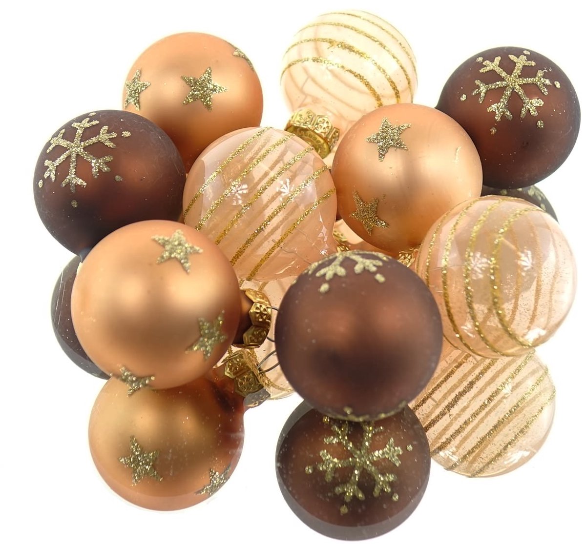 Kaemingk kerstboom microballen bruin goud mix 3 cm 9 stuks
