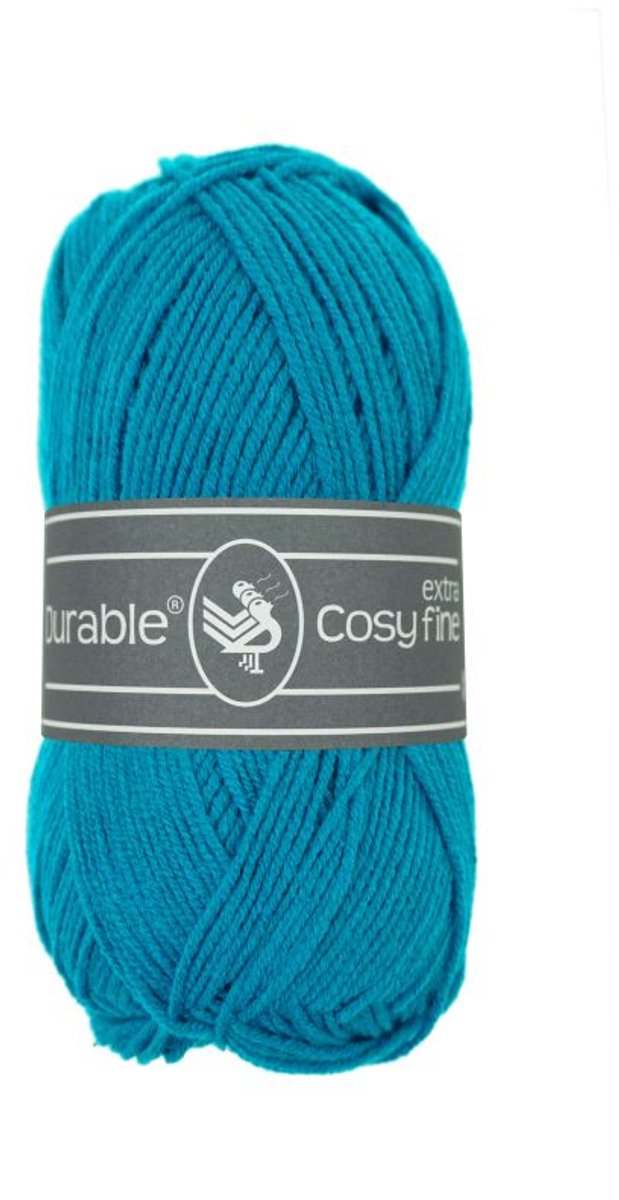 5 x Durable Cosy extra fine - katoen en acrylgaren - Turquoise (371) - haakgaren/breigaren - naald 3 a 3,5mm