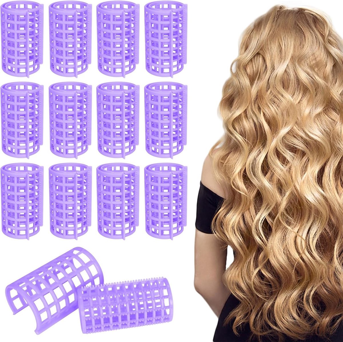 Set van 12 Zelfklevende Haarrollers voor Lang, Medium en Kort Haar - Perfect voor Thuis en de Kapsalon