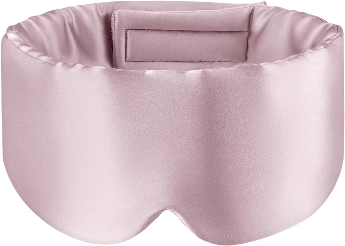 Zijdeachtige Slaapmasker met Verstelbare Hoofdband voor Volledige Bedekking, Ideaal voor Ontspanning en Reis (Roze, One Size)