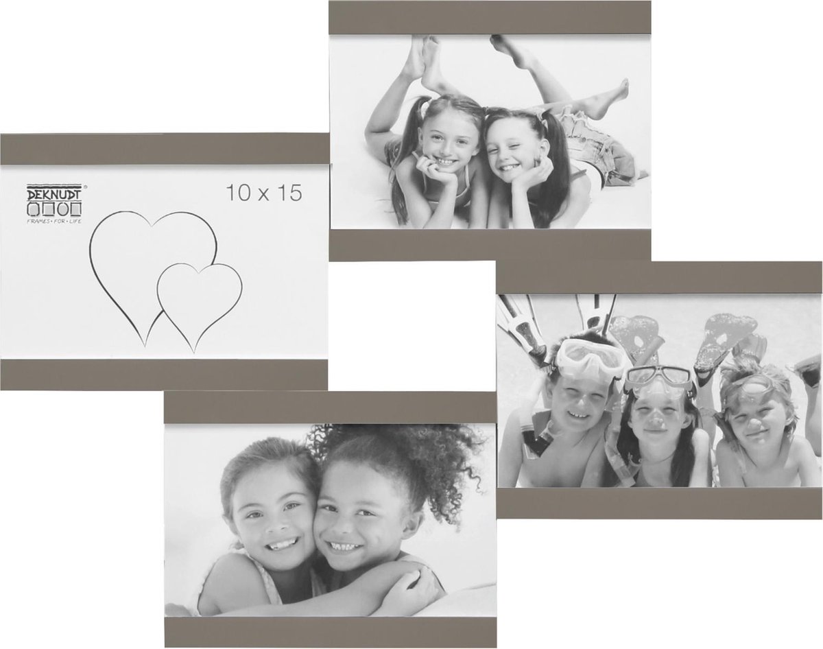 Deknudt Frames multifotolijst S68RK9 P4 - taupe - 4 foto's 10x15 cm