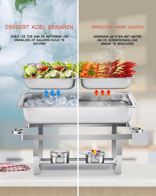 Kavo Warmhoud Bakken - Elektrische Voedselwarmer - Voedselwarmer voor Buffet & Catering - Zilver - 64cm × 36cm × 30cm — afbeelding 3