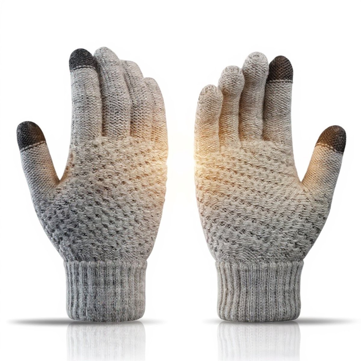 Touchscreen Handschoenen Grijs, gebreide winterhandschoenen unisex one size
