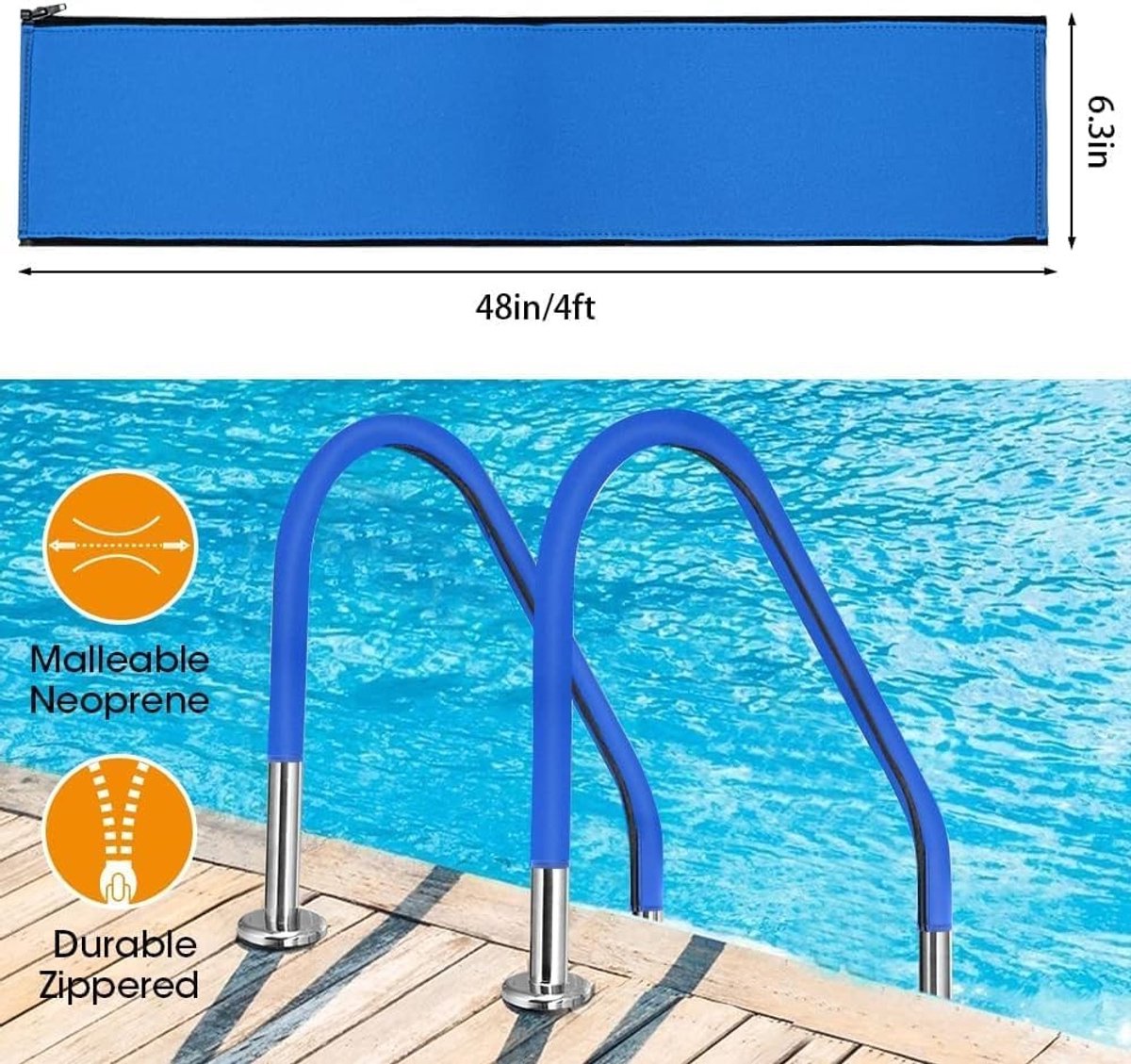 Beschermhoes voor zwembad leuning, 120 cm, antislip, veilig, waterdicht, accessoires voor zwembaden en handgrepen