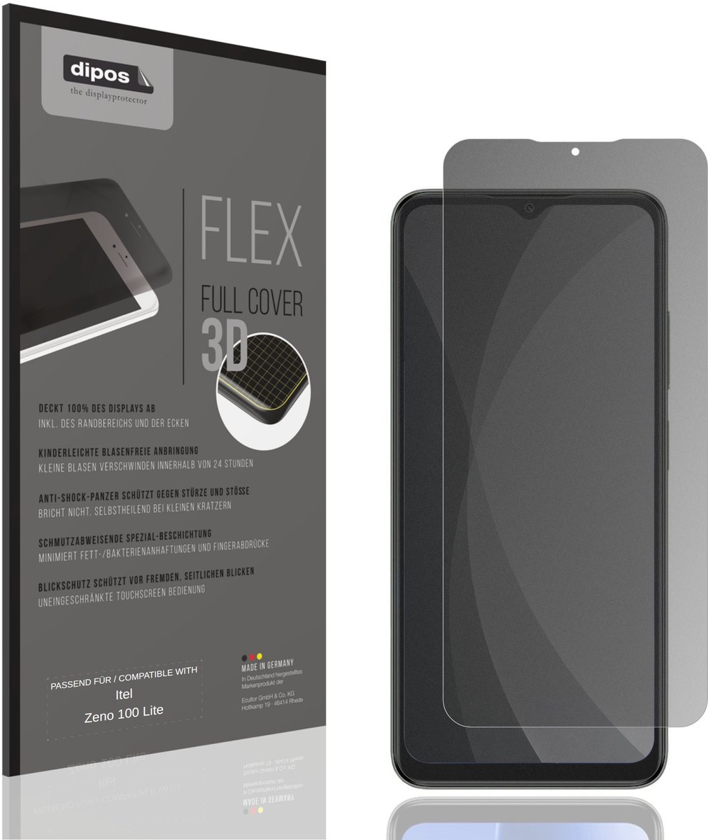 dipos FLEX – Matte Privacy Screenprotector geschikt voor Itel Zeno 100 Lite | Volledige Schermbescherming | Case-Friendly