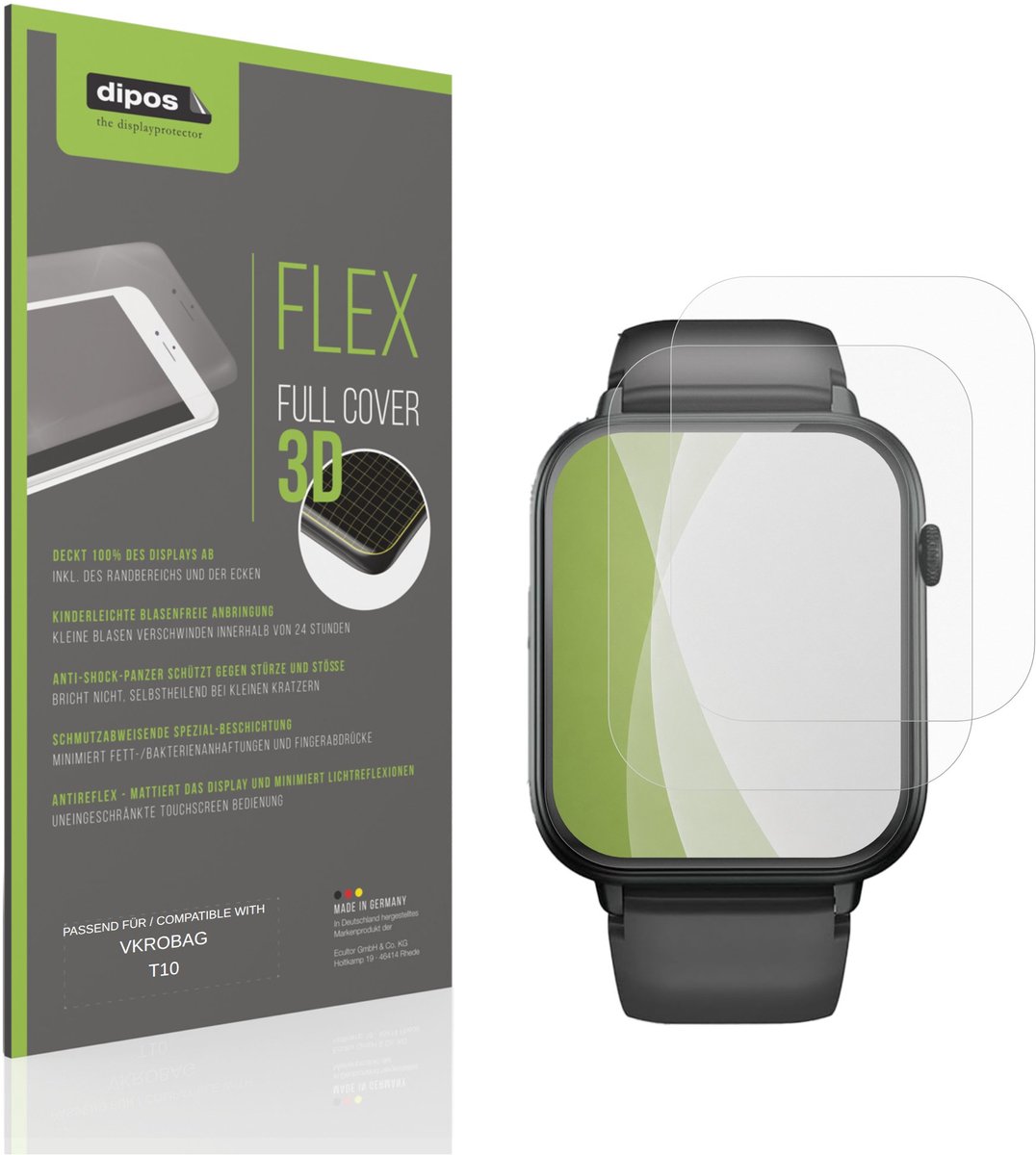 dipos FLEX – 2x Matte Screenprotector geschikt voor VKROBAG T10 | Volledige Schermbescherming | Case-Friendly