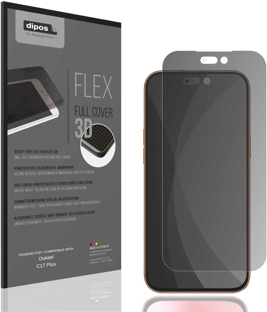 dipos FLEX – Matte Privacy Screenprotector geschikt voor Oukitel C17 Plus | Volledige Schermbescherming | Case-Friendly