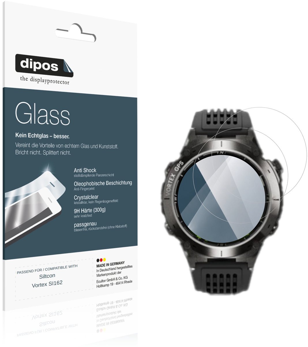 dipos – 2x Pantserfolie geschikt voor Siltcon Vortex SI162 | 9H Screenprotector