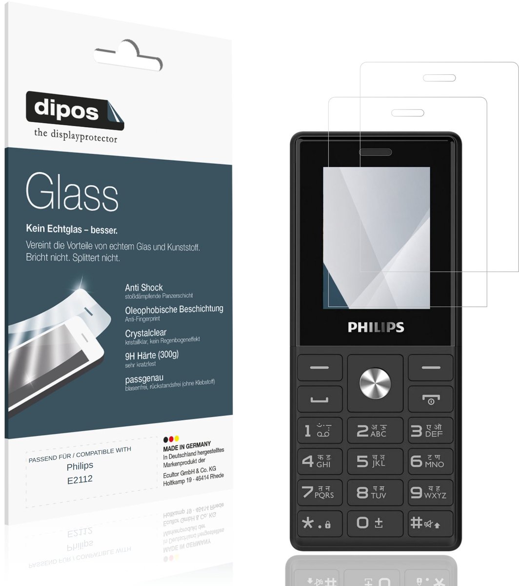 dipos – 2x Pantserfolie geschikt voor Philips E2112 | 9H Screenprotector