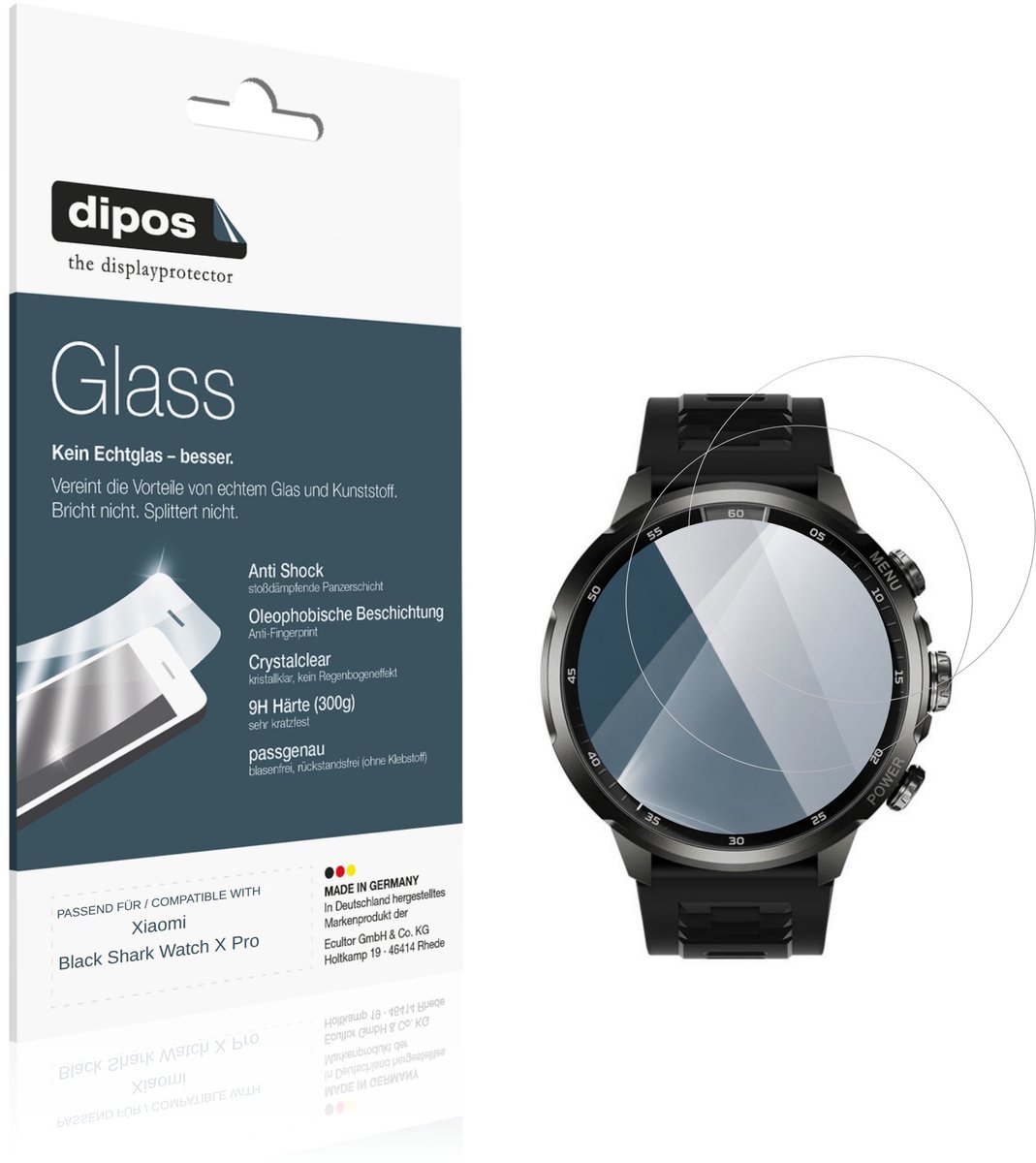 dipos – 2x Pantserfolie geschikt voor Xiaomi Black Shark Watch X Pro | 9H Screenprotector