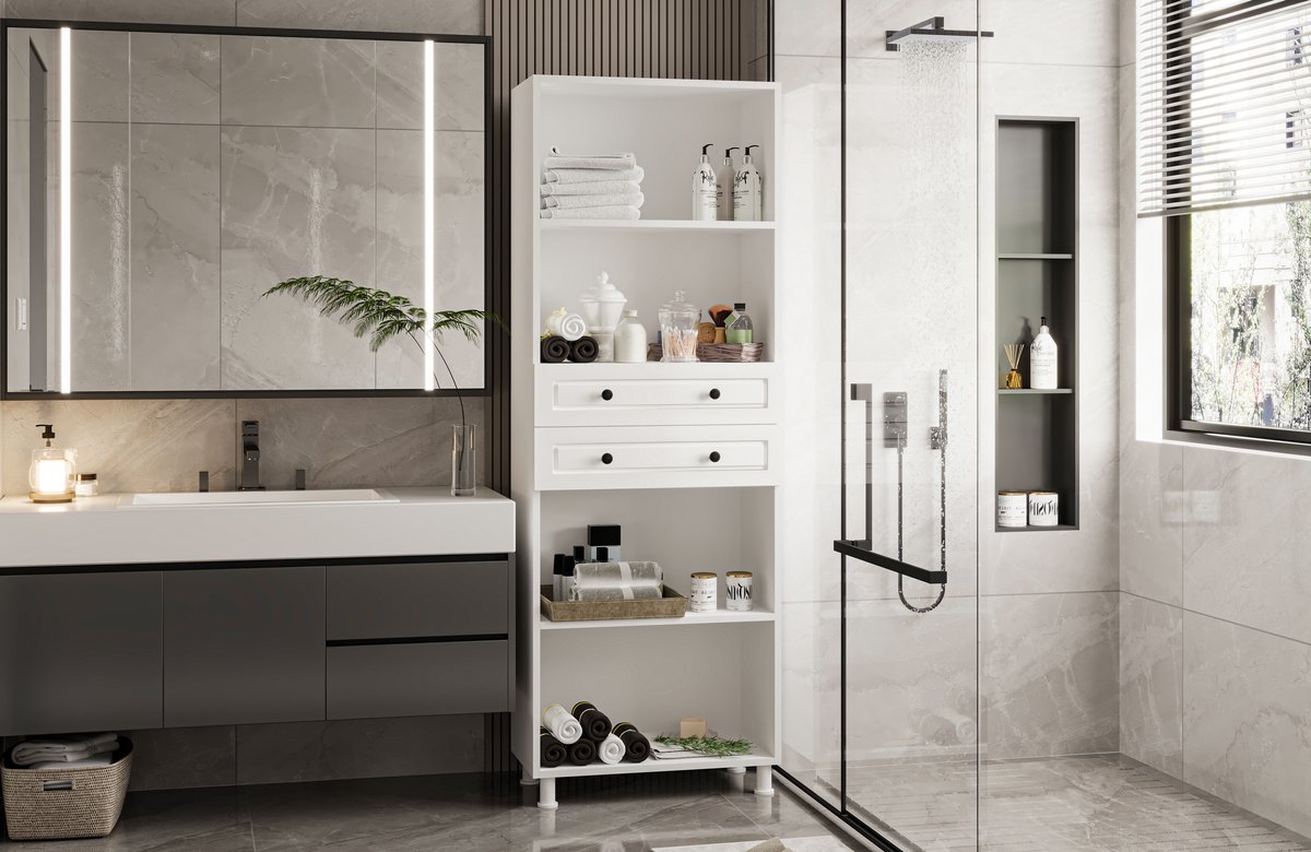 DİVA MULTIFUNCTIONELE COUNTRY KAST MET 4 DEUREN EN 2 LADEN – Opbergkast – Multifunctionele Kast – Houten Kast – Kast met Laden en Deuren – Ruime Opbergruimte – Voor Woonkamer, Slaapkamer, Hal en Kantoor – Country Stijl – Opbergen