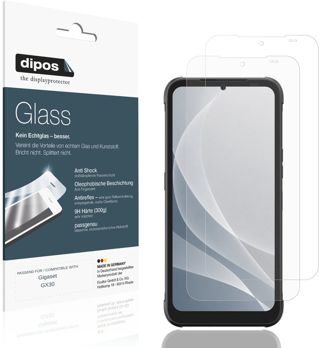 dipos – 2x Matte Pantserfolie geschikt voor Gigaset GX30 | 9H Screenprotector