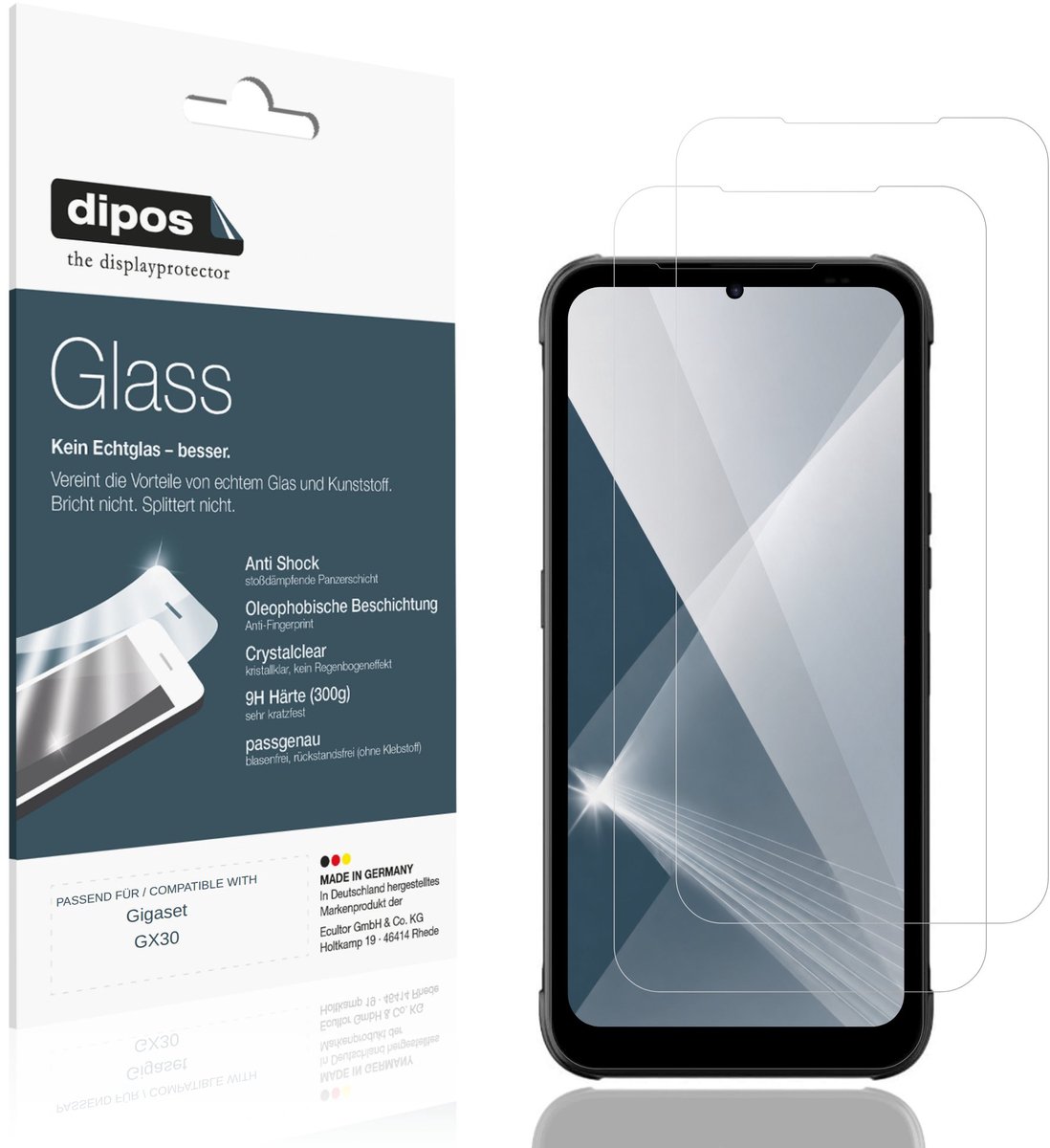 dipos – 2x Pantserfolie geschikt voor Gigaset GX30 | 9H Screenprotector