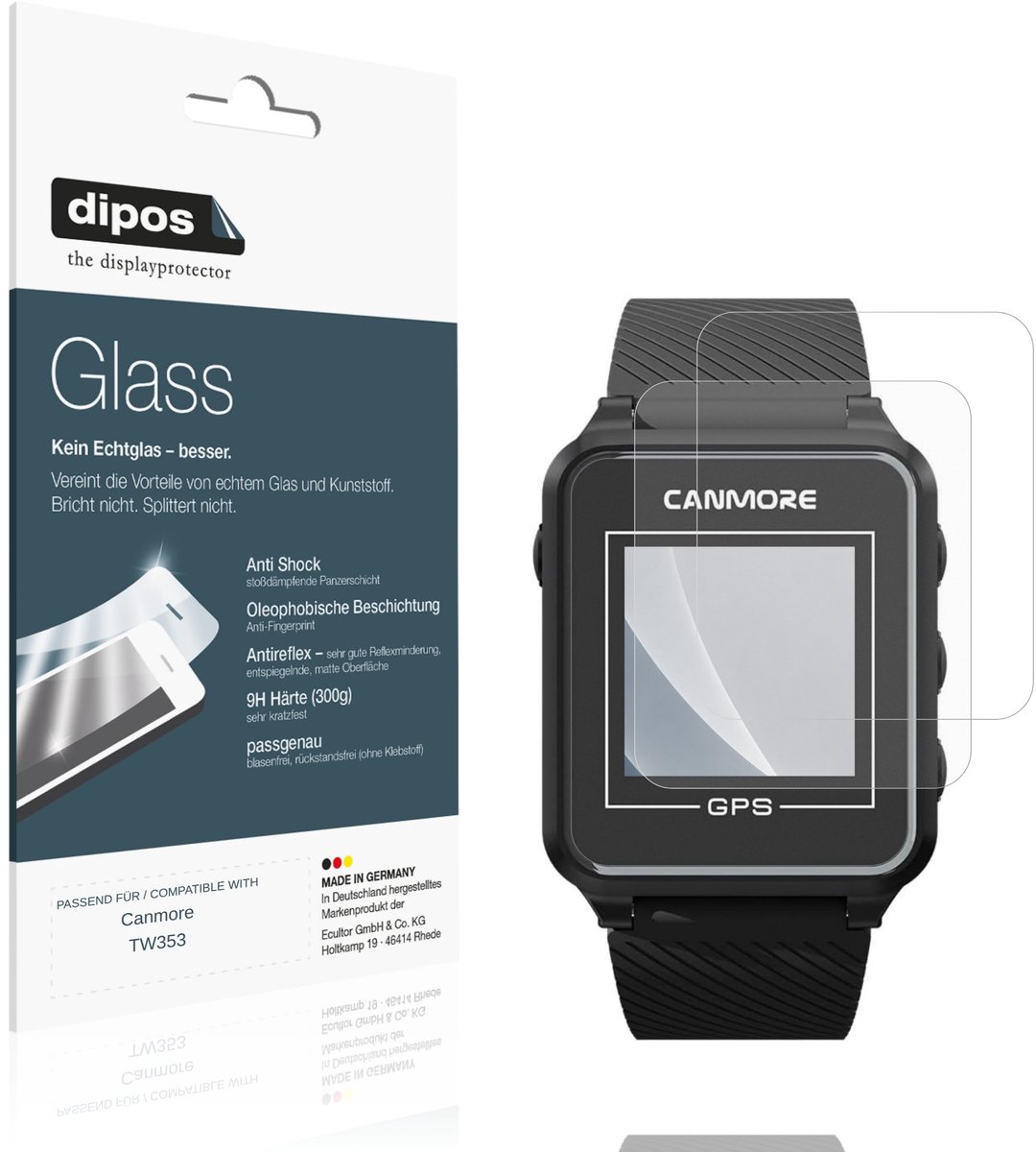 dipos – 2x Matte Pantserfolie geschikt voor Canmore TW353 | 9H Screenprotector