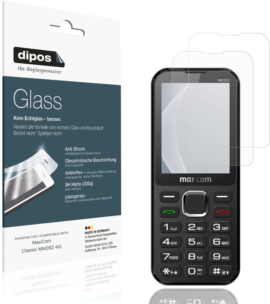 dipos – 2x Matte Pantserfolie geschikt voor MaxCom Classic MM282 4G | 9H Screenprotector
