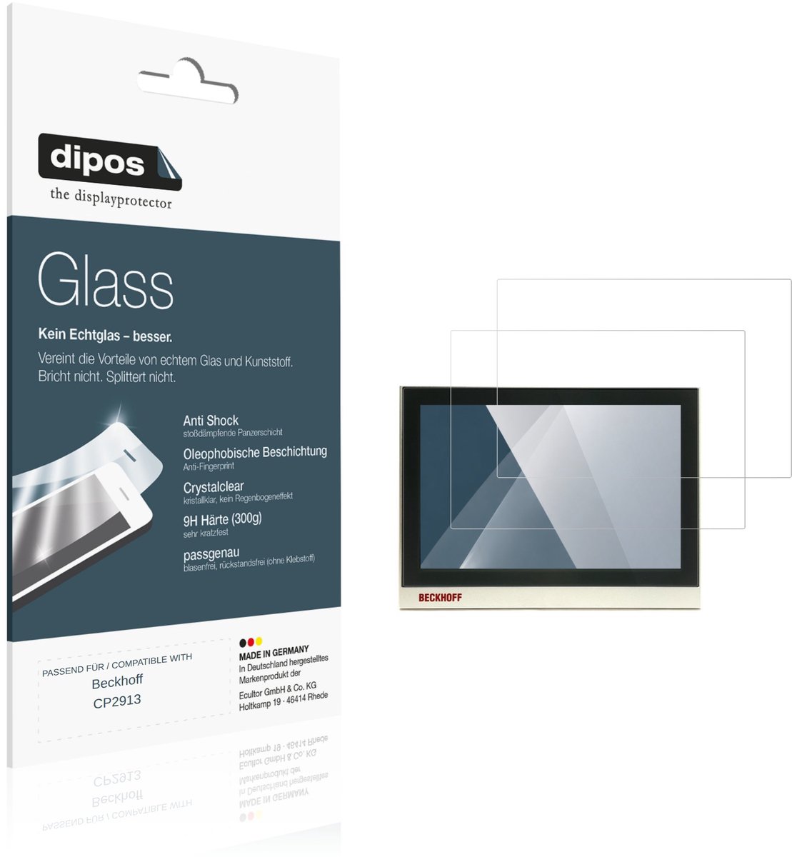 dipos – 2x Pantserfolie geschikt voor Beckhoff CP2913 | 9H Screenprotector