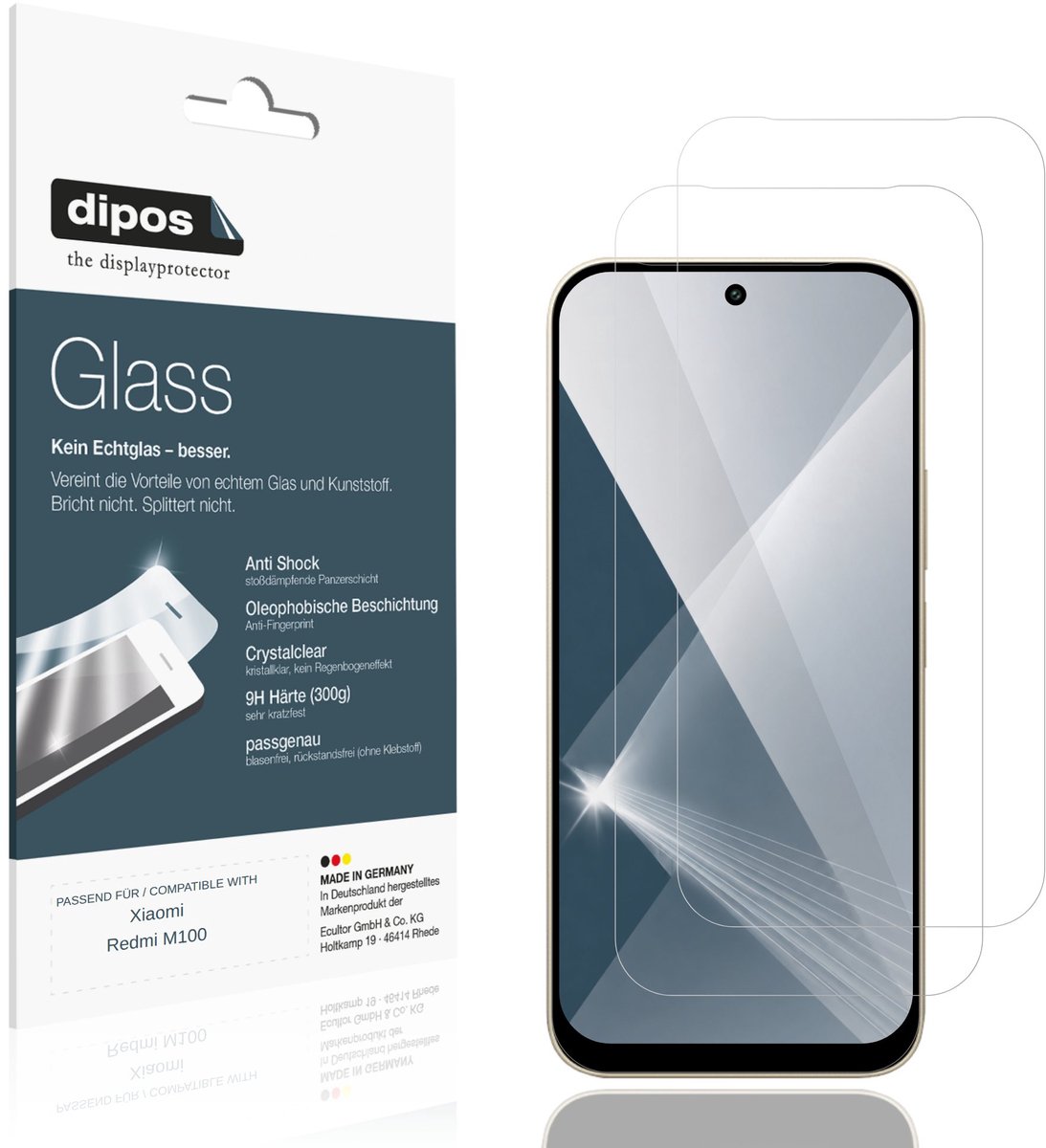dipos – 2x Pantserfolie geschikt voor Xiaomi Redmi M100 | 9H Screenprotector