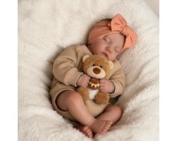 ECTEATOY® Levensechte Reborn Baby Meisje – 46 cm (18 Inch) Pop – Semi-Silicone & Zacht Vinyl – met Pluche Knuffel – Realistisch Speelgoed