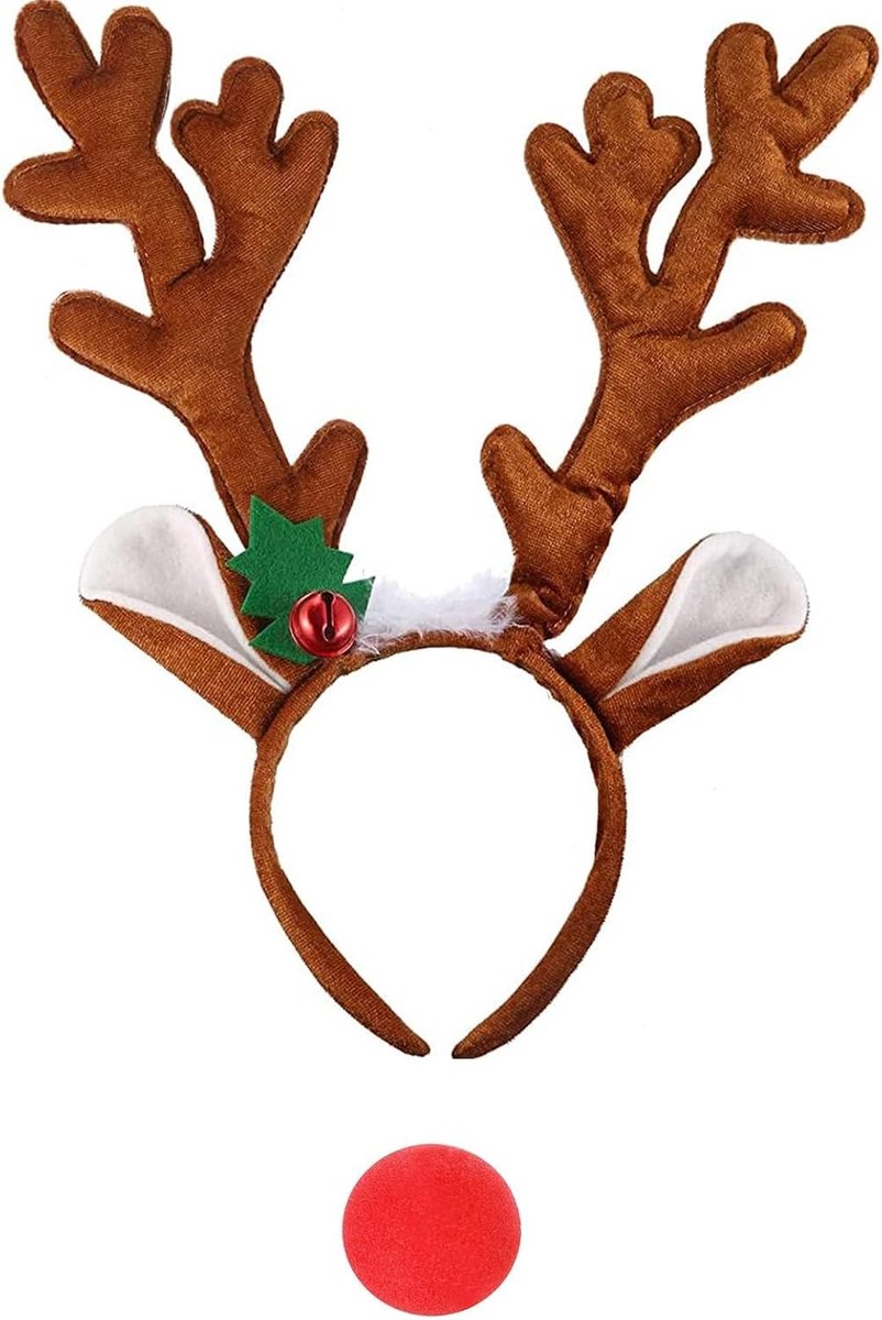 Kerstkostuum Accessoires met Rendier Hoorns Hoofdband voor Kinderen en Volwassenen - Perfect voor Feestelijke Rollenspellen en Themapartijen