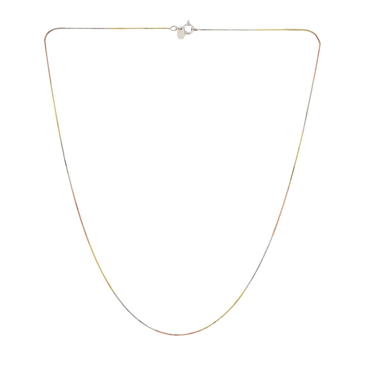 Cavill - Elegante driekleurige 925 sterlingzilver halsketting 45 cm - Rhodium plated - Lichtgewicht zilveren sieraad voor dames