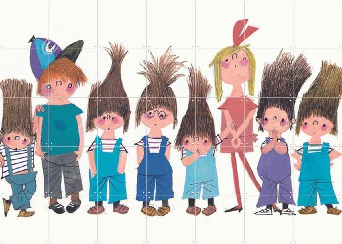 IXXI Vrienden, Fiep Westendorp - 140 x 100 cm - Gratis ophangtool - Grote wanddecoratie en posters - Kleurrijk, Illustraties, Vintage, Cartoonesk