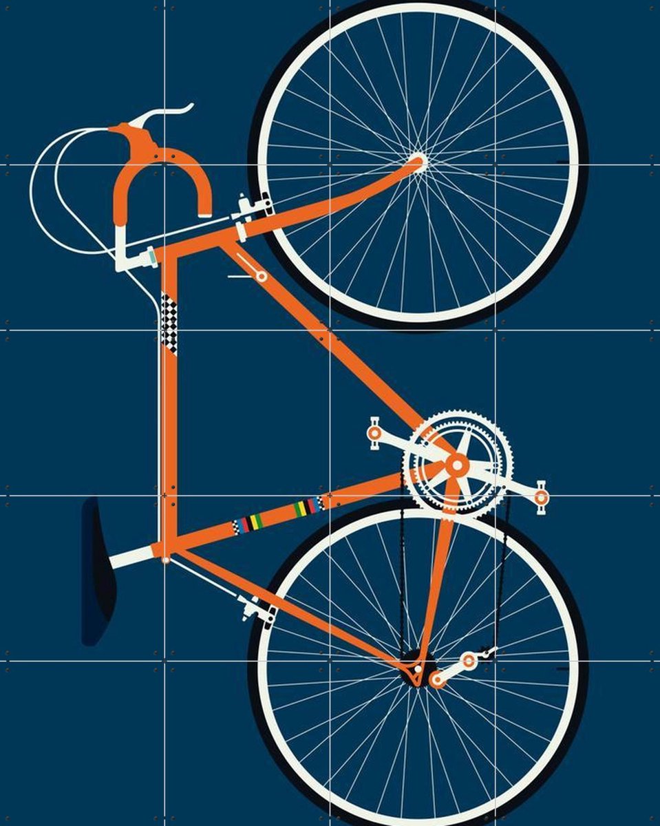 IXXI Racing Bike Orange, Bo Lundberg - 80 x 100 cm - Gratis ophangtool - Grote wanddecoratie en posters - Geometrische Kunst, Digitale Kunst