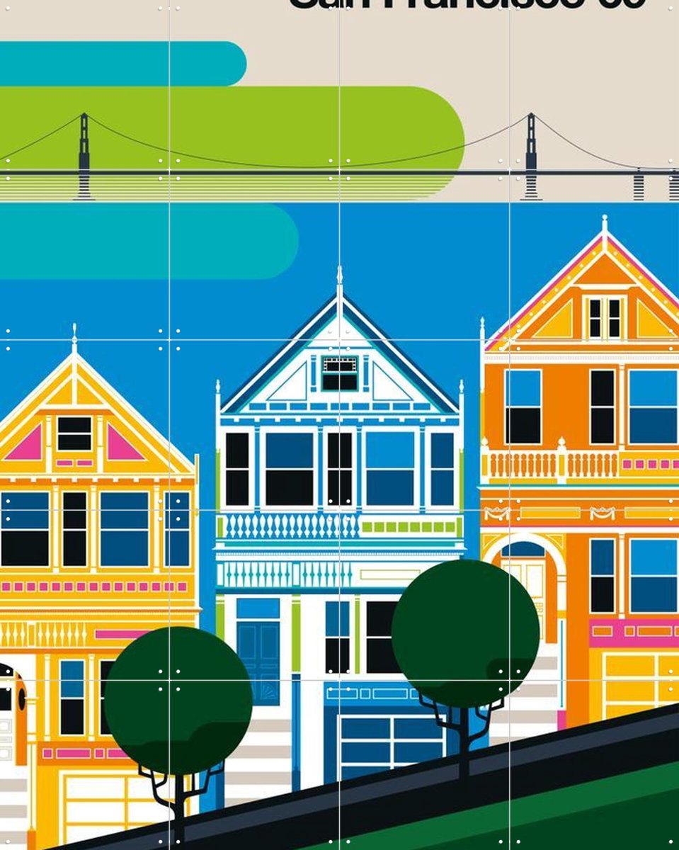 IXXI San Francisco 69, Bo Lundberg - 80 x 100 cm - Gratis ophangtool - Grote wanddecoratie en posters - Illustraties, Geometrische Kunst, Grafisch