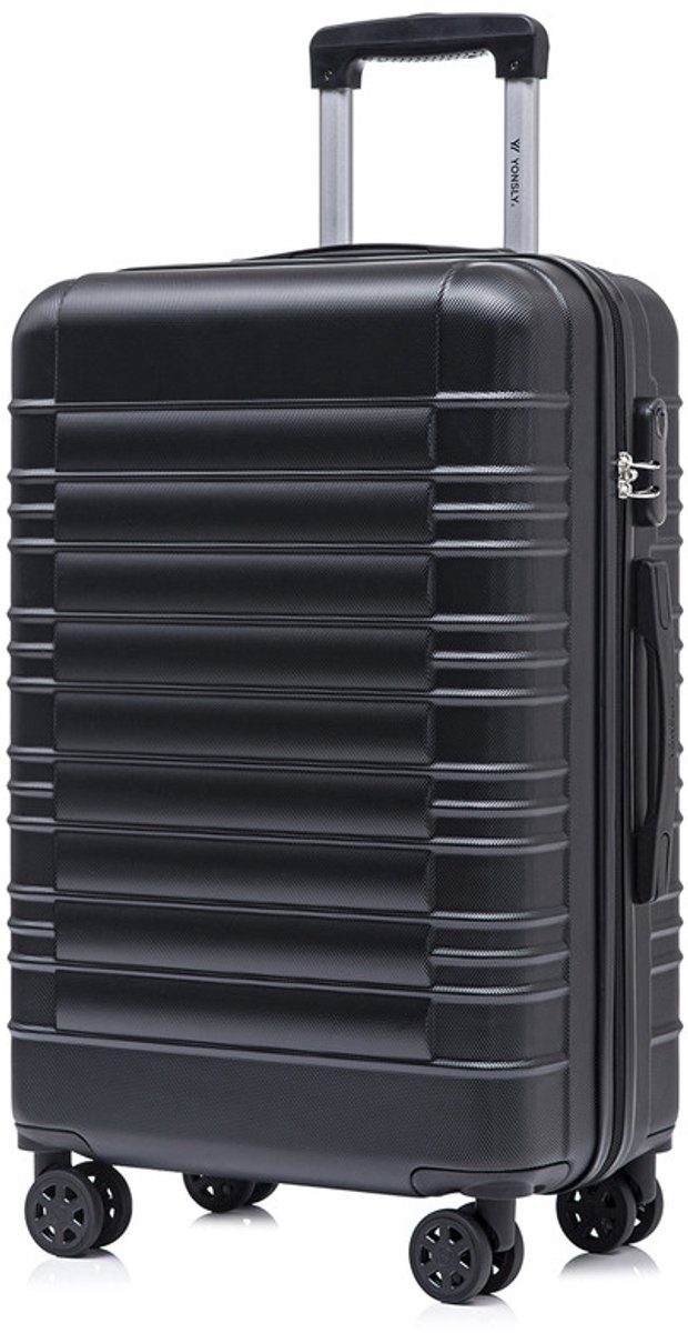 YONSLY Handbagage Koffer - 76 x 49 x 29 cm - 98 L - Cijferslot - 360° Draaibare Wielen - Grote Trolley - Zwart