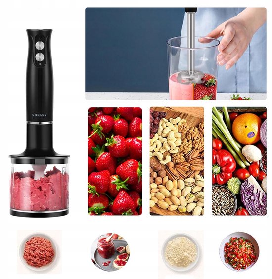 Staafmixer Set - Multifunctioneel Handblender - 500W Koperen Motor - 2 Snelheden - RVS Messen - Ergonomische Grip - Vaatwasserbestendig - 220-240V - Handmixerset - Voor Soep & Smoothies & Babyvoeding — afbeelding 5