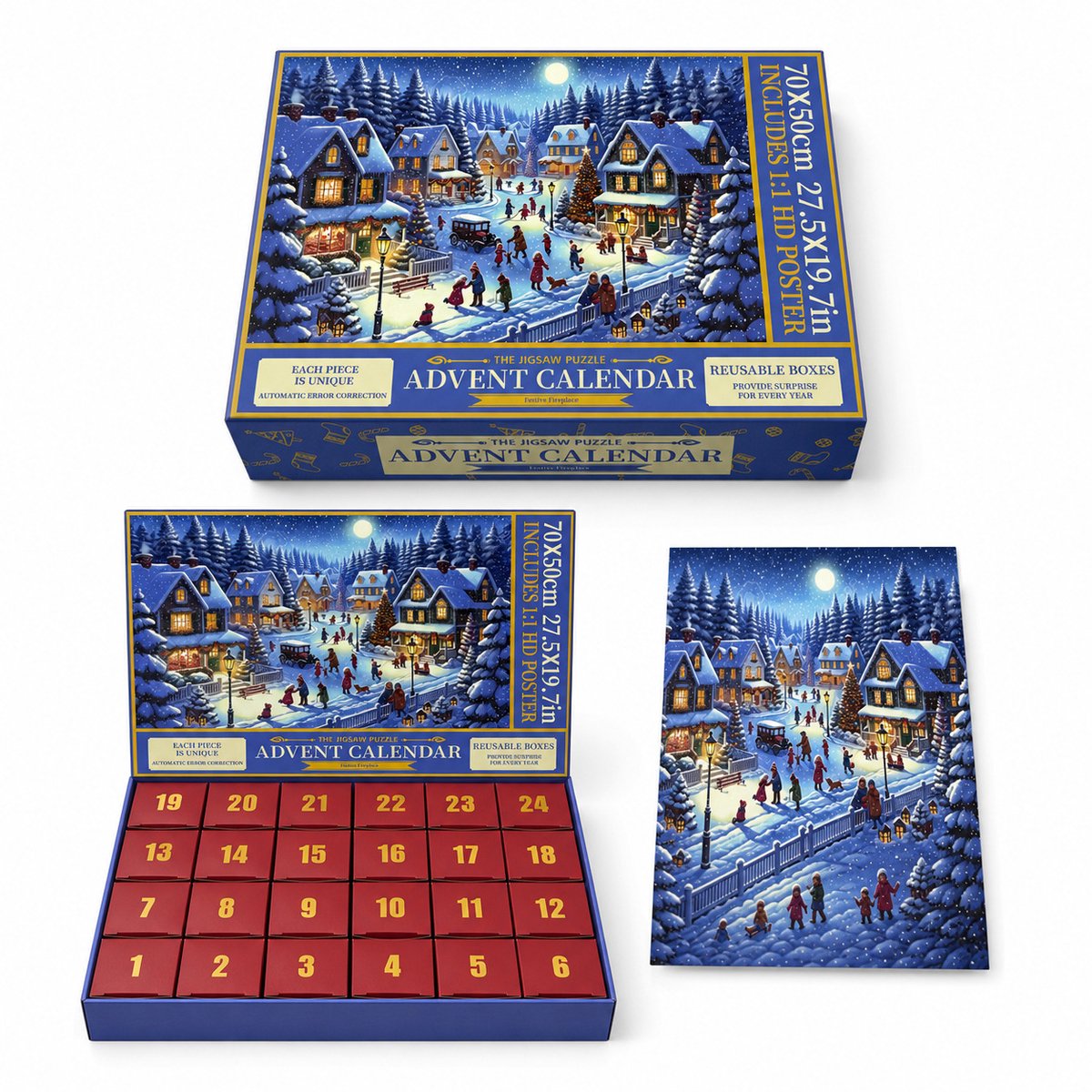 Casalora Kerst Adventskalender - Puzzel - 1000 Stukjes - 24 Dagen - T