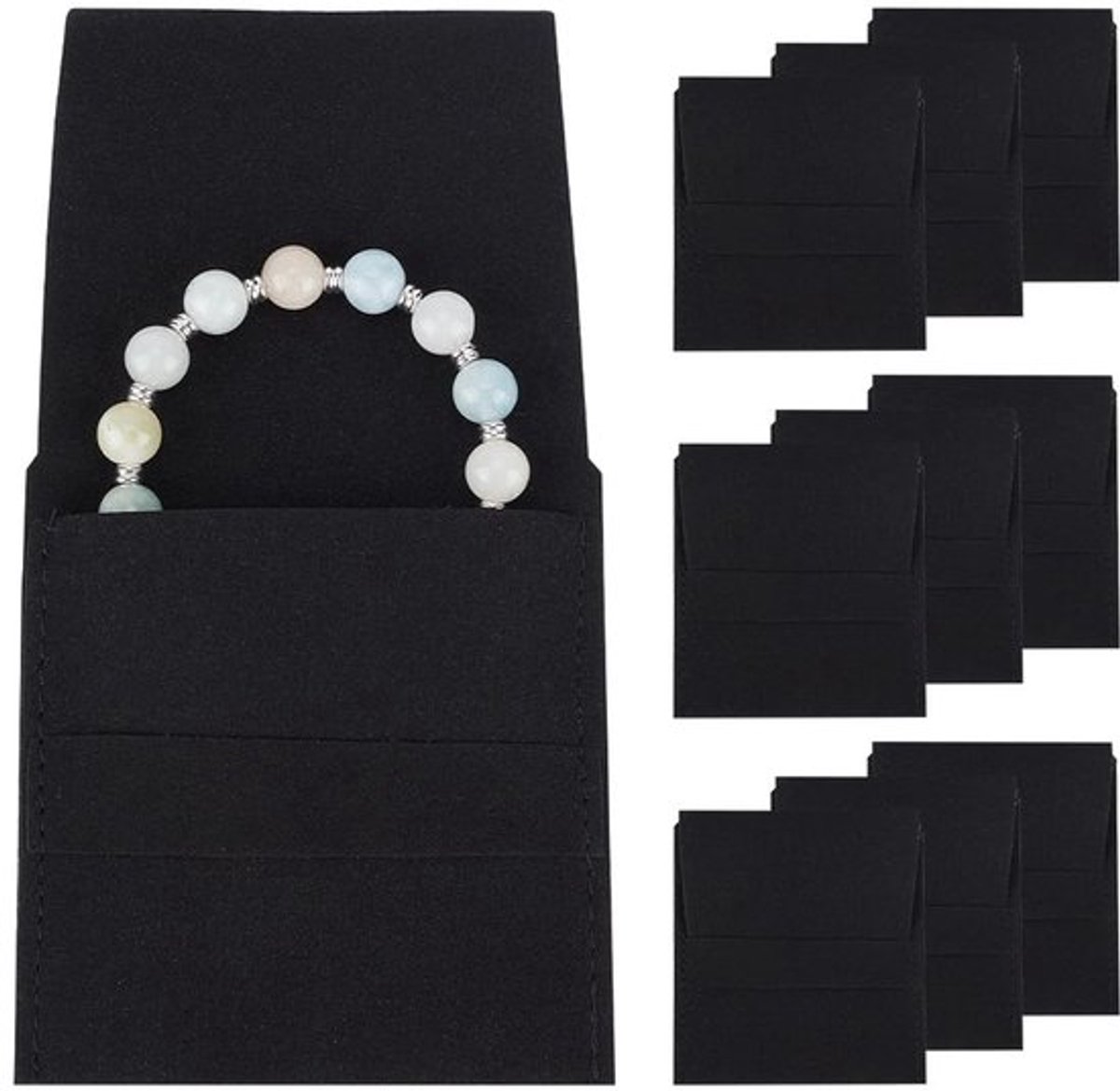 Dailygoods- Sieraden Pouch 10 Stuks - Zwarte Opbergzakken - Envelop Stijl