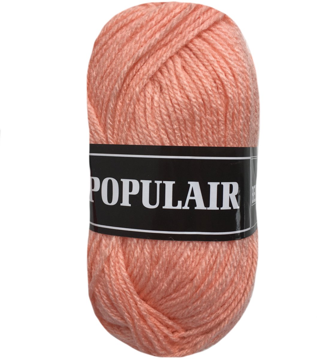 Beijer Populair acryl garen - zalm (34) - 20 bollen haakgaren/breigaren - naald 3,5 a 4mm