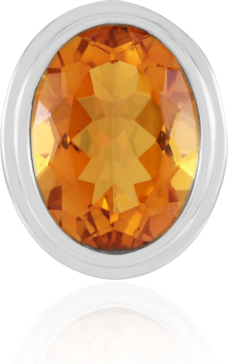Cavill - Zilveren Hanger met Oranje Kwarts 8,525 ct - 925 Sterling Zilver - Platina Coating - Ovaal Geslepen Edelsteen - Elegante Dames Sieraden