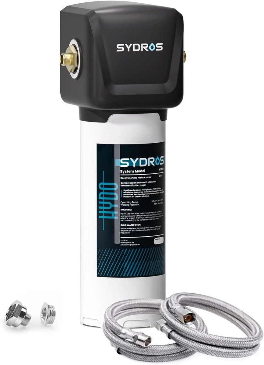 Sydros Hydo waterfilter filtert ruim 500 schadelijke stoffen, waaronder microplastic, chloor en PFAS+mineralisatie - ShopVlot
