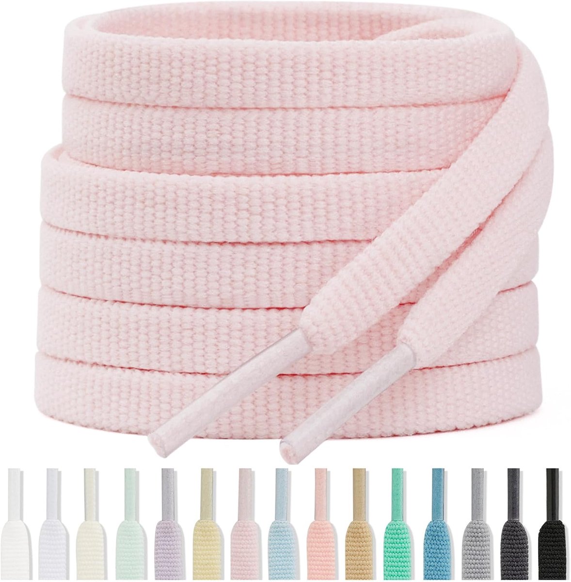 Handshop 2 paar 1/4" platte hardloopschoenveters voor sneakers, atletische schoenveters in 15 kleuren 39"-63" voor - ShopVlot