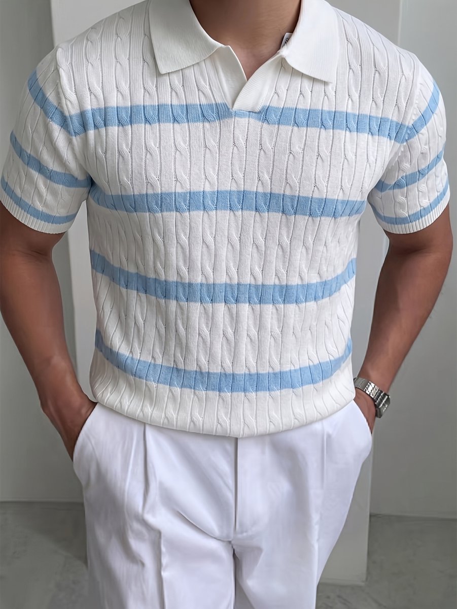 Currero T-Shirt Heren Shirt Zomerkleding T Shirt Mode Old Money Polo Mannen Kleding Volwassenen Marineblauwe En Blauwe En Witte Strepen