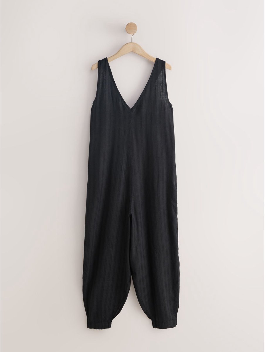 Next - Dames - Jumpsuit van viscose-linnenmix - Zwart