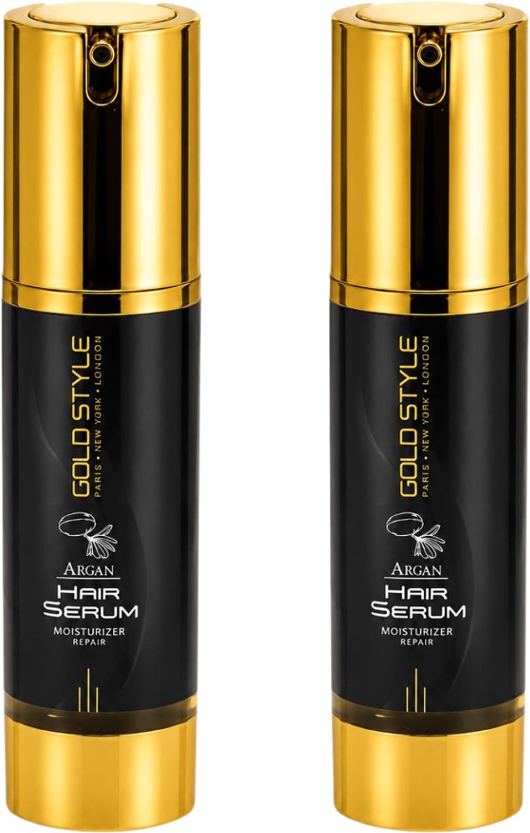 Gold Style Argan Hair Serum – Haarserum met Arganolie & Keratine – Anti-Pluis – Voor Droog & Beschadigd Haar – Glans & Verzorging – 2x 50 ml